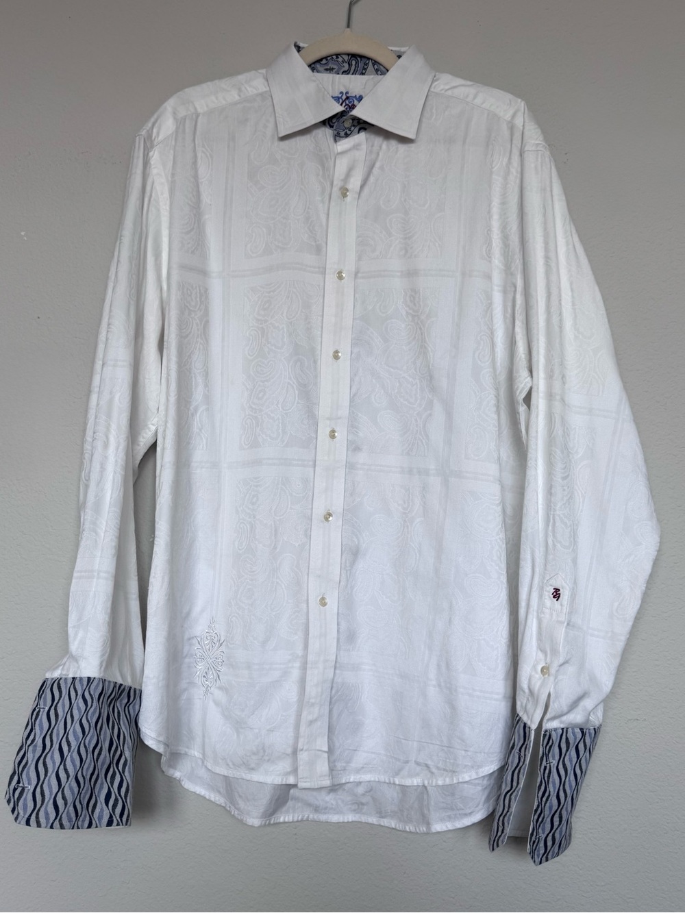 Robert Graham White Jacquard Men's Shirt - Flip Cuff